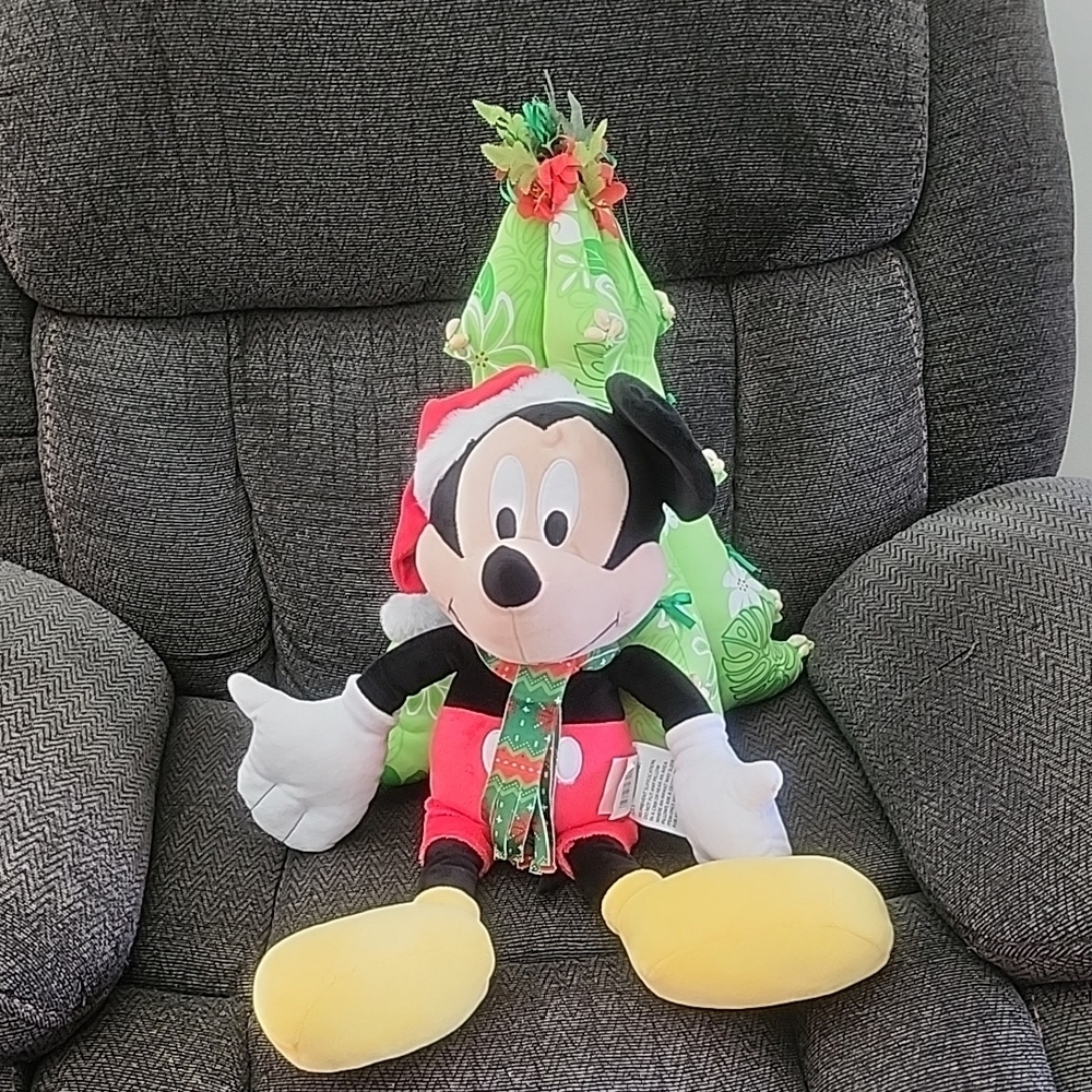 Disney Mickey Mouse Festive Plush with Santa Hat & Hawaiian Christmas Tree